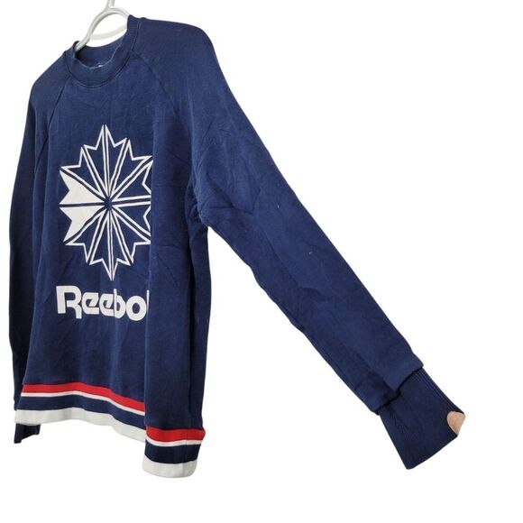 Reebok Navy Blue Classic Logo Crewneck Sweatshirt Top Size: Large - Picture 4 of 8
